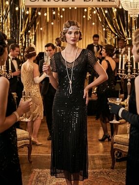 Hunza G Black Sequin Maxi Dress